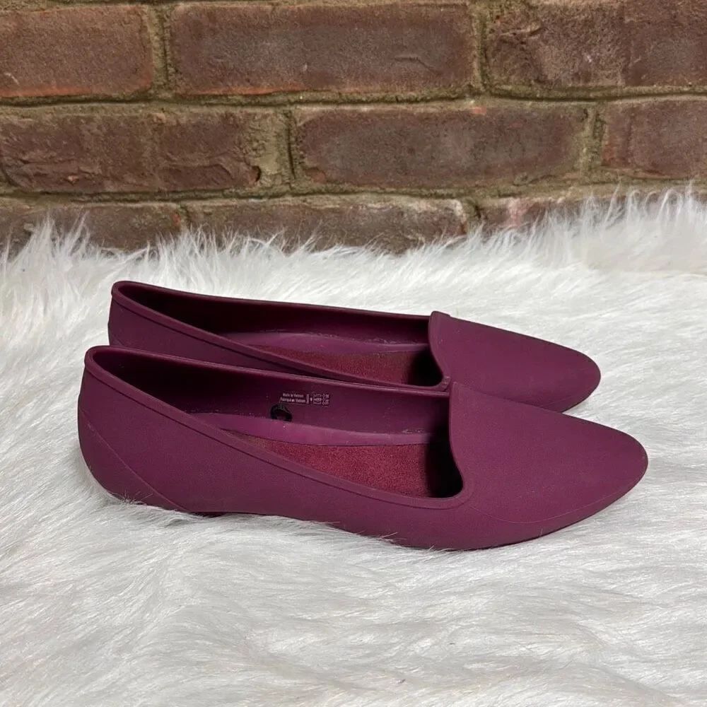 Crocs Womens Mammoth Magenta Pink Fleece Lined Pointed Toe Ballet Flats Size 9